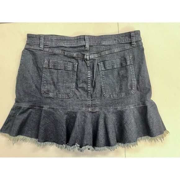 Michael Kors size 16 dk blue denim flounce skirt‎ with ruffle frayed hem $98 - Picture 3 of 8